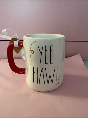 Rae Dunn Pixar’s double sided Jessie White Mug with Red Handle & 'YEE HAW!' NWT